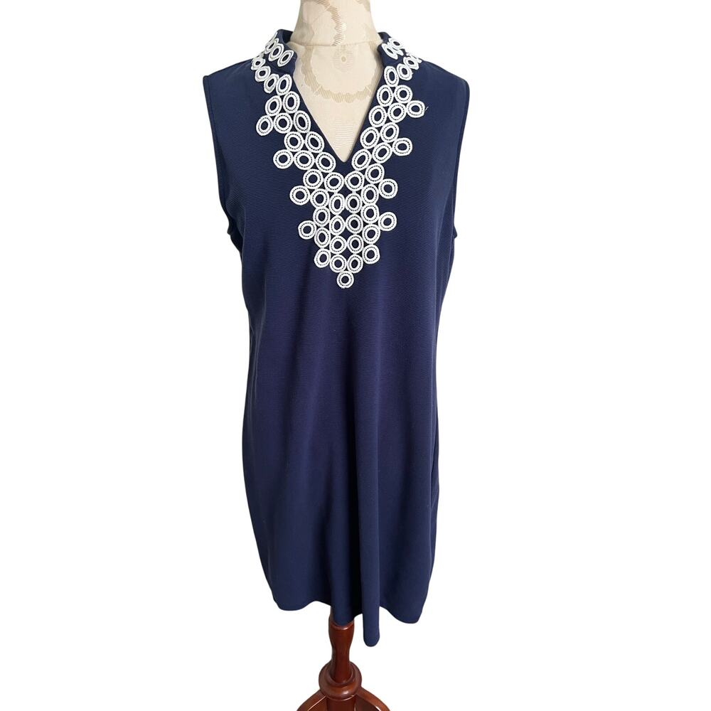 Charter Club Sleeveless Embroidered Shift Dress Large